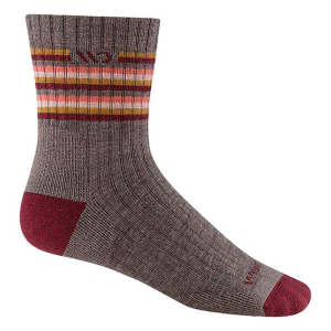 Women's Darn Tough Wide Open Multi Stripe Midweight Micro Crew Hiking Socks Medium Taupe