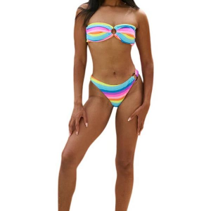 Women's Heat Swimwear Terry Multicolor Ring Swim Bottoms Juniors Small Terry Multi