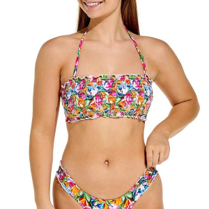Women's Heat Swimwear Bandeau Smock Swim Bikini Top Juniors Large Sunny Sunday