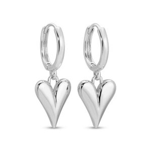 Splendid Iris Bubble Heart Huggie Earrings Silver