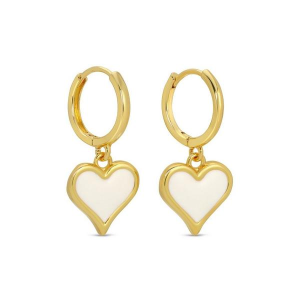 Splendid Iris Heart Drop Huggie Earrings White