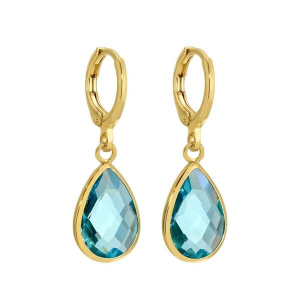 Splendid Iris Crystal Teardrop Earrings Aqua