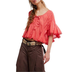 Women's Free People Michelle Blouse Large Aged Coral