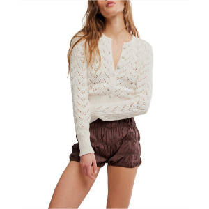Women's Free People Cardigan Pretty In Pointelle XLarge Ivory