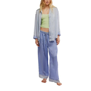 Women's Free People Dreamy Days Pajama Set Large Lime Kiwi