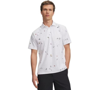 Men's Under Armour Dry Printed Polo XLarge White/Rack Green