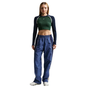 Women's Nike Sportswear Ribbed Cropped Long Sleeve Crop Top Large Fir/Midnight Navy/Chalk/Chalk