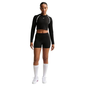 Women's Nike Sportswear Ribbed Cropped Long Sleeve Crop Top XLarge Black/Black/Chalk/Chalk
