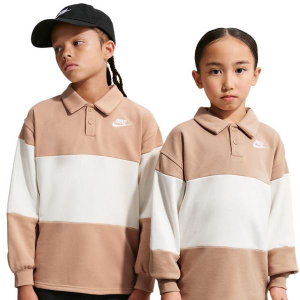 Kids' Nike Sportswear Club Long Sleeve Polo Medium Hemp/Sail/White/White