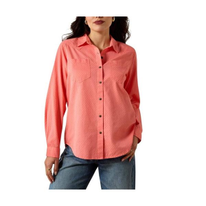 Women's Ariat Billie Jean Long Sleeve Button Up Shirt 2XLarge Shell Pink Dobby