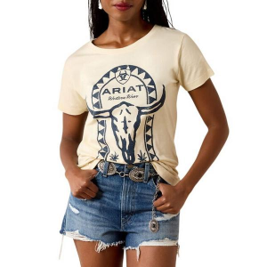 Women's Ariat Steer Tomb T-Shirt Large Cream