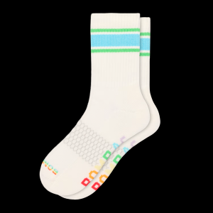 Bombas Pride Vintage Colorblock and Logo Mid Calf Socks Large Hydro Green