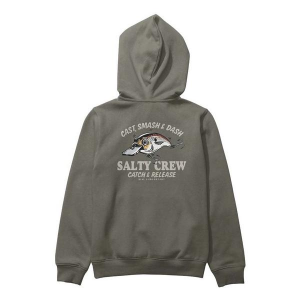 Kids' Salty Crew Cast Life Fleece Hoodie Large Dust Olive