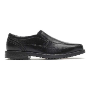 Men's Rockport Style Leader 2 Slip On Bike Toe Dress Shoes Wide 10 Black Leather