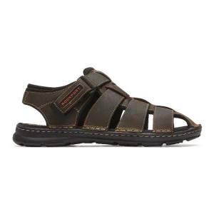 Men's Rockport Darwyn Fishermen Closed Toe Sandals 12 Brown Leather