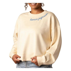 Kansas Jayhawks Fan Girl Women's Crew Medium Bone