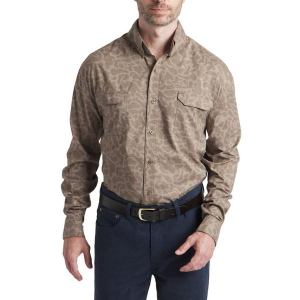 Men's Southern Marsh Merida Mar Performance Camo Long Sleeve Button Up Shirt Medium Stone Brown