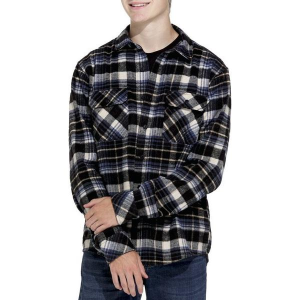 Men's Hallstatt Apparel Wool Brawny Plaid Long Sleeve Button Up Shirt Large Navy