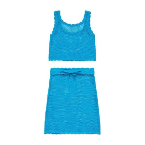 Girls' Beach Lingo Cover Me In Sunshine Crochet Set Swim Cover Up Medium Turquoise