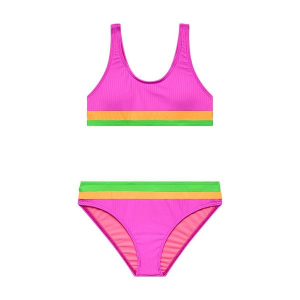 Girls' Beach Lingo Rays For Days Colorblock Swim Bikini Set 7 Cyber Pink
