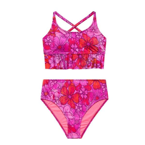 Girls' Beach Lingo Sweet & Spicy Cross Back Swim Bikini Set 12 Pink