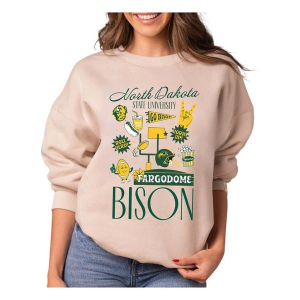 North Dakota State Bison Fan Girl Women's Crew Small Ivory