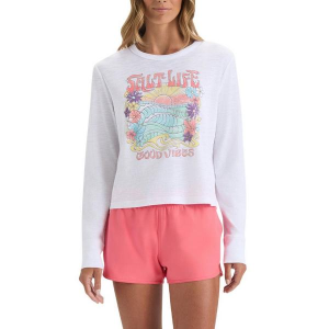 Women's Salt Life Sunrise Vibes Cropped Long Sleeve T-Shirt Small White
