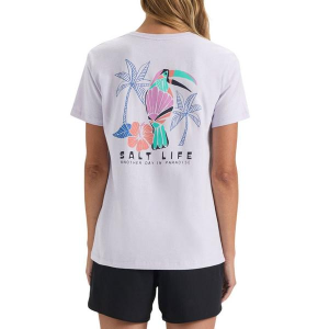 Women's Salt Life Toucan Palms T-Shirt Medium Pale Lavender