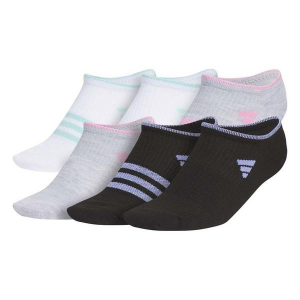 Girls' adidas Superlite 3.0 No Show Socks Large White/Aqua 6 Pack