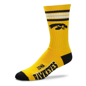 For Bare Feet Iowa Hawkeyes 4 Stripe Deuce Crew Socks