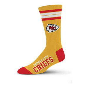 For Bare Feet Kansas City Chiefs 4 Stripe Deuce Crew Socks