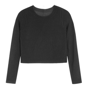 Girls' Suzette Ribbed Seamless Long Sleeve T-Shirt M/L Black