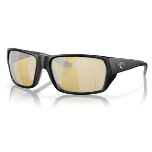 Costa Del Mar Tailfin Medium Sunglasses with Matte Black Frame and Sunrise Silver Mirror Polarized Glass Lenses