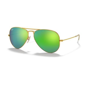 Ray-Ban Aviator with Polished Gold Frame and Green Flash Lenses
