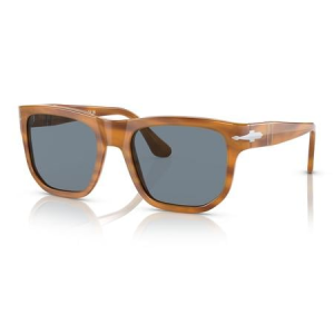 Persol PO3306S Sunglasses with Striped Brown Frames and Light Blue Lenses