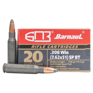 Barnaul 308 Winchester 168 GR Soft Point Steel Polycoated Case 20/Box