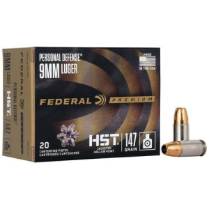 Federal 9mm 147 gr HST Jacketed Hollow Point Personal Defense 20/Box