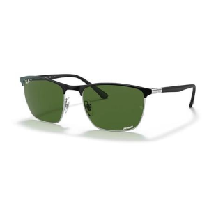 Ray-Ban RB3686 Chromance Sunglasses with Black on Silver Frame and Green Lenses