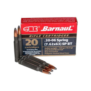 Barnaul 30-06 Springfield 168 Gr Soft Point Steel Polycoated Case 20/Box