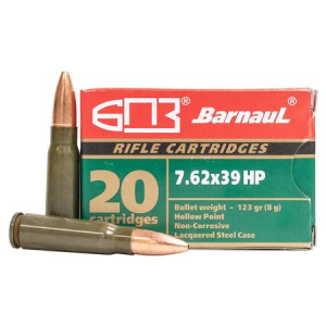 Barnaul 7.62x39 123 GR Hollow Point Steel Lacquered Case 20/Box
