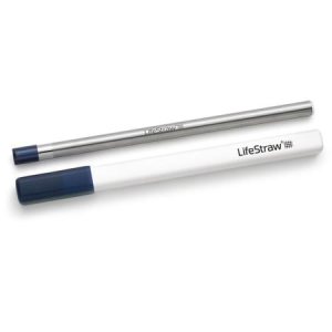 Lifestraw Sip Reusable Stainless Steel Water Filter Straw with Carry Case - Midnight Blue