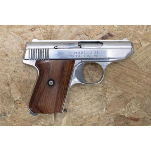Jennings J-22 22LR Police Trade-In Pistol with Nickel Finish and Wood Grips