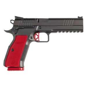 Dan Wesson DWX 9mm Steel Pistol with 4.95 Inch Barrel and Red Aluminum Grips