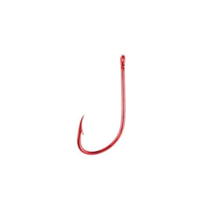 Eagle Claw Plain Shank Straight Eye Offset Hook Standard - Red
