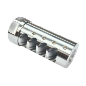 American Precision Arms Gen 3 Little Bastard Self Timing Brake Stainless Steel with 5/8"-24 tpi Threads, 2.55" OAL & 1" Diameter for 338 Cal