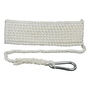 Attwood Anchor Line with Hook, 3/8 Inch x 50 Foot, White