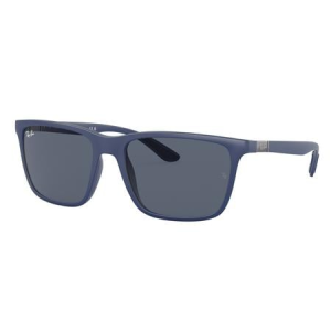 Ray-Ban RB4385 Sunglasses with Matte Blue Frame and Dark Gray Lenses