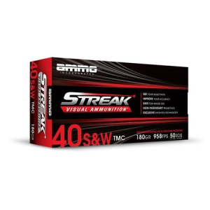 Ammo Incorporated 40 Smith & Wesson 180 Grain Total Metal Case Streak Visual