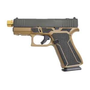 Glock 43X MOS 9mm Shark Coast Customs Happy Little Tree Edition Pistol w/ Gold Threaded Barrel