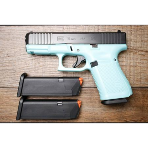Glock 19 Gen 5 9mm Police Trade-In Pistol with Blue Frame and Front Serrations